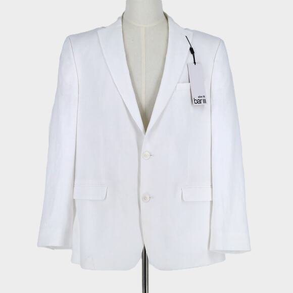 Bar III Men's White Linen Summer Casual Slim-Fit Formal Suit Jacket Size 42S - Picture 5 of 9
